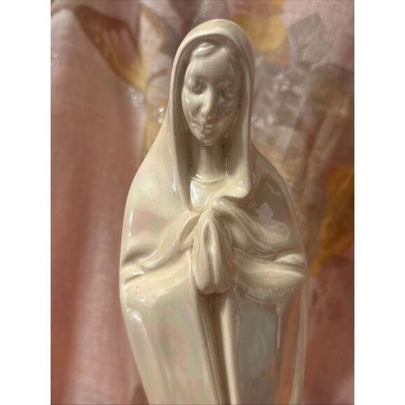 Madonna Mary Bisque Ceramic 11” Figurine Atlantic Mold - Picture 2 of 12